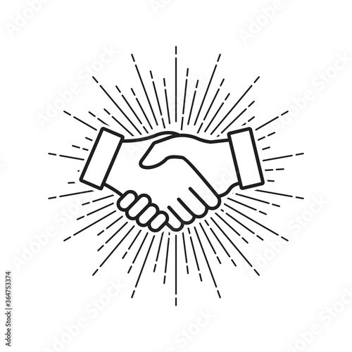 Business agreement handshake icon in line style, friendly handshake icon for apps and websites, vector illustration,