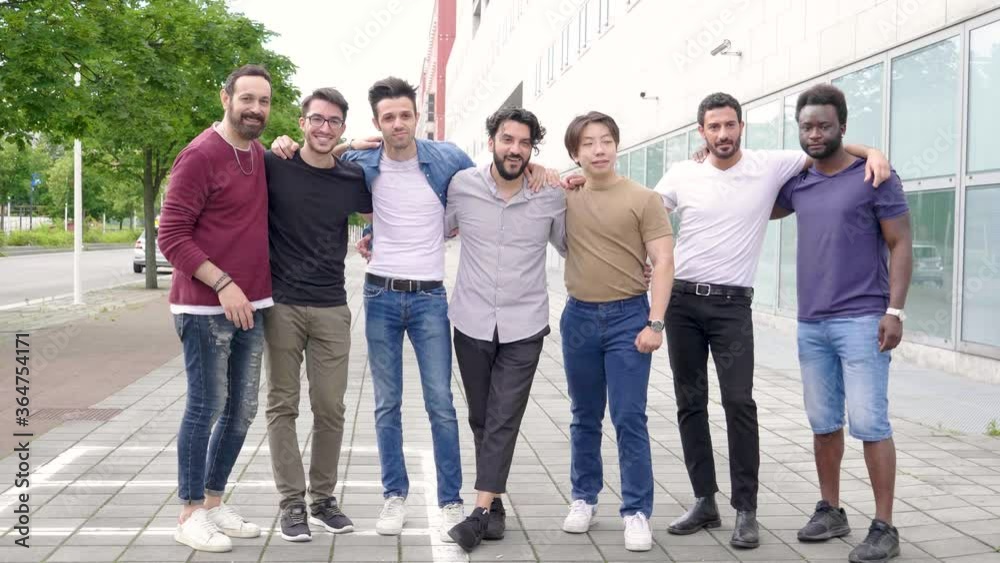 Happy group of best friends standing in a row Happy group of best friends standing in a row