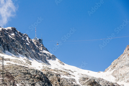 Corvatsch, Bergstation, Bergbahn, Murtèl, Wanderweg, Piz Corvatsch, Gletscher, Klimawandel, Gefahr, Oberengadin, Sommer, Schneefeld, Graubünden, Schweiz