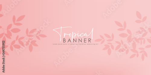Collection of cute summer shadow, tropical banner, tropical leaves objects, summer season card vector, sale graphic card