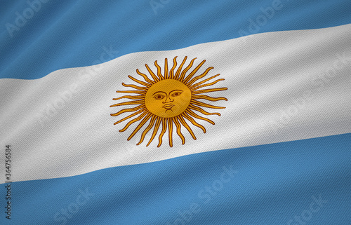 Argentina Flag, Floating Fabric Flag, Argentina, 3D Render