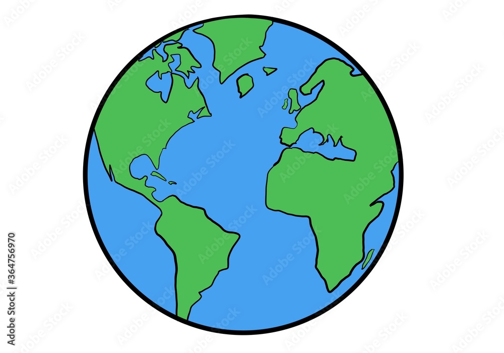 Planeta tierra azul y verde aislado sobre fondo blanco