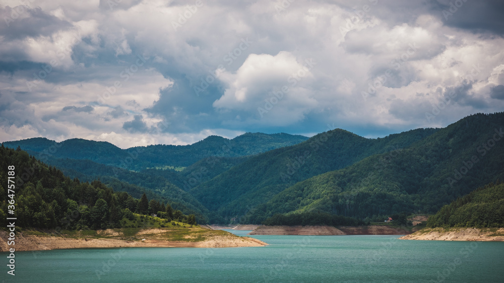 Zaovine lake with beautiful turquoise water