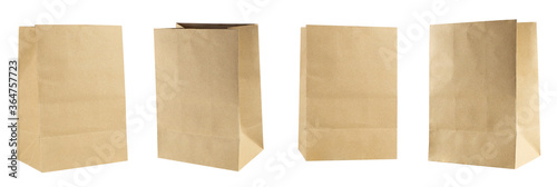 Brown paper bag on white background. Object with clipping path