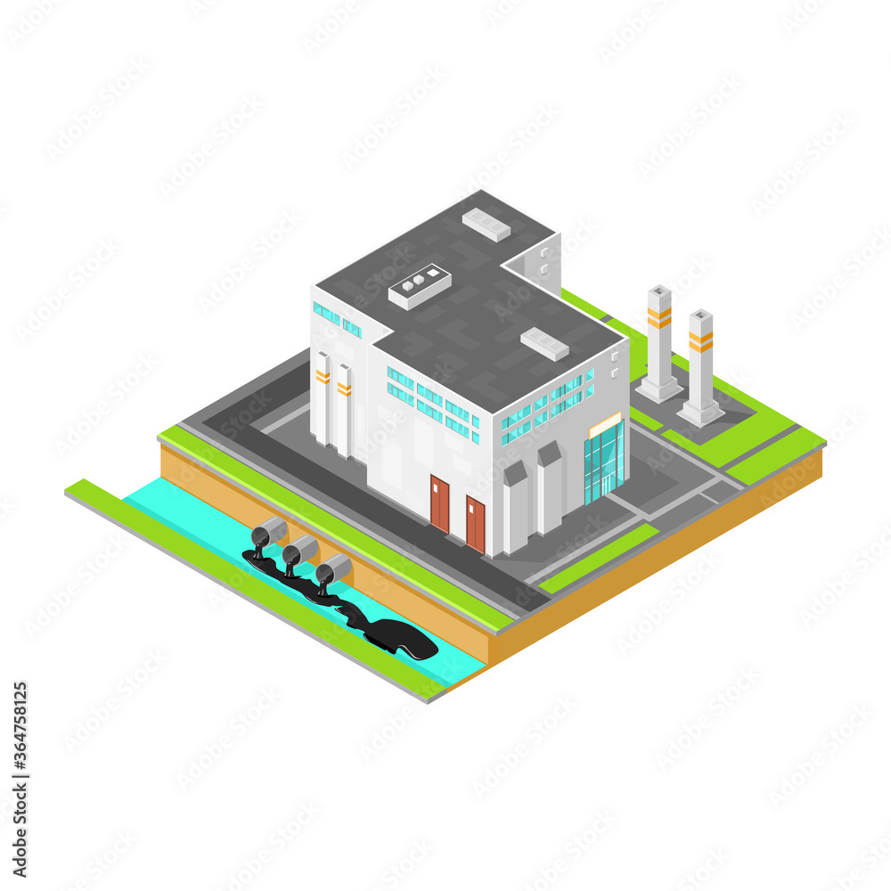 Isometric Fossil Fuel Oil Industrial Factory Pollution Concept Icon. Isometric Fossil Fuel Oil Industrial Factory Pollution Concept Icon.