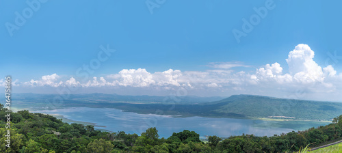 Panorama mountain with blue sky and white clouds for background. Nature weather