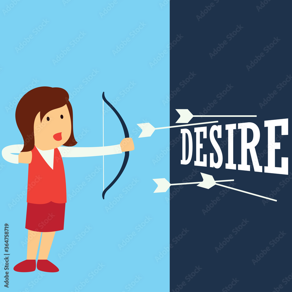 businesswoman aiming bow with arrow to target board as symbol of business target. vector illustration businesswoman aiming bow with arrow to target board as symbol of business target. vector illustration