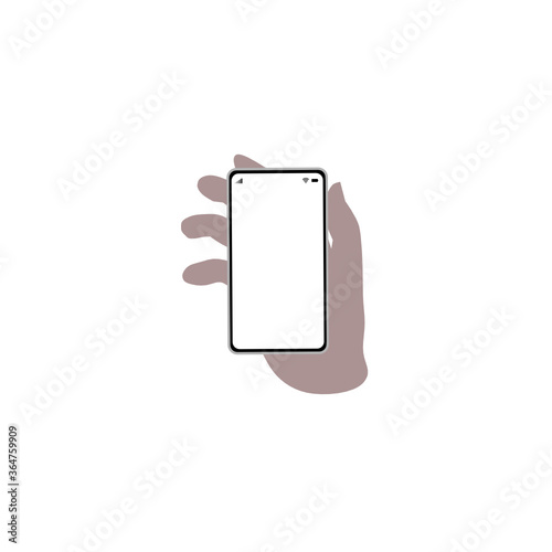 mobile phone with blank screen in hand