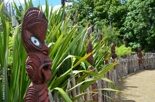 Te Parapara Maori garden in Hamilton Gardens, New Zealand.It's New Zealand's only traditional Maori productive garden, showcases traditional Maori cultivation knowledge photo