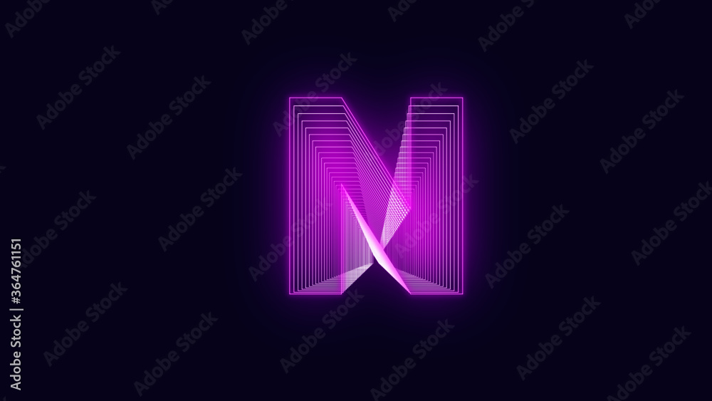 Efecto neo letra N Vector