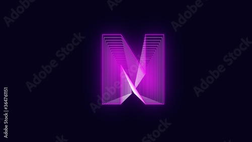Efecto neo letra N Vector