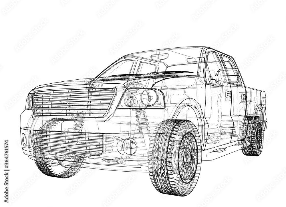 Obraz premium Car silhouettes. 3D illustration