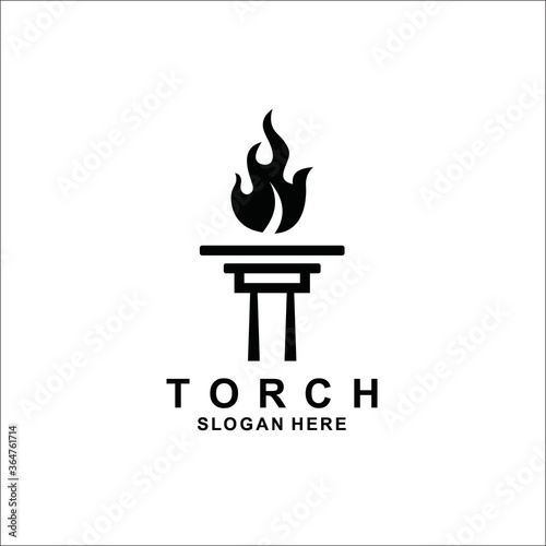 Initial Letter T or pillar for Torch logo design