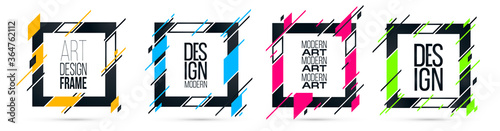 Vector frame Art graphics for hipsters . dynamic frame stylish geometric black background . element for design business cards, invitations, gift cards, flyers brochures.