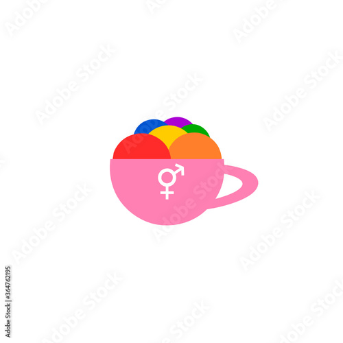 colorful milk foam in hot cup