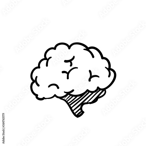hand drawn doodle brain icon illustration vector