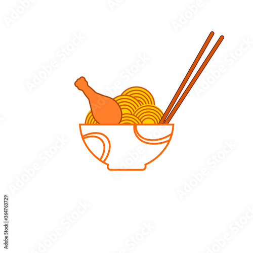 bowl with rice noodles and chicken