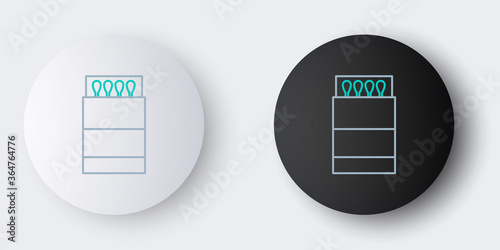 Line Open matchbox and matches icon isolated on grey background. Colorful outline concept. Vector.