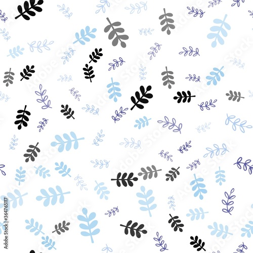 Light Pink, Blue vector seamless doodle template with leaves, branches. Creative illustration in blurred style with leaves, branches. Pattern for trendy fabric, wallpapers. © smaria2015