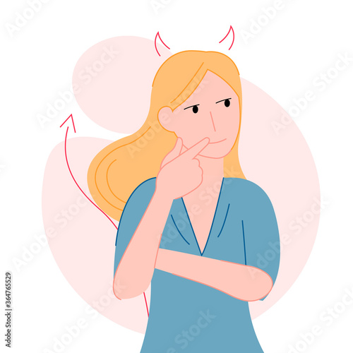 Evil blonde on white background vector illustration cartoon flat design modern style 