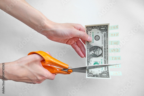 one dollar bill that a person wants to cut