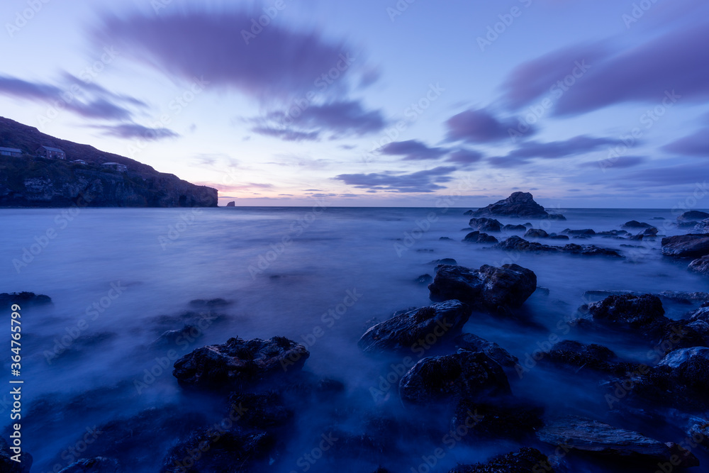Trevauance cove sunset and slow exposure Cornwall uk near st agnes 