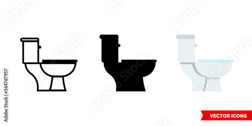 Toilet icon of 3 types. Isolated vector sign symbol.