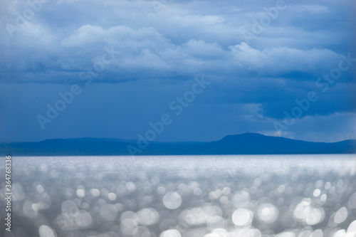 Seascape with blurred water in foreground