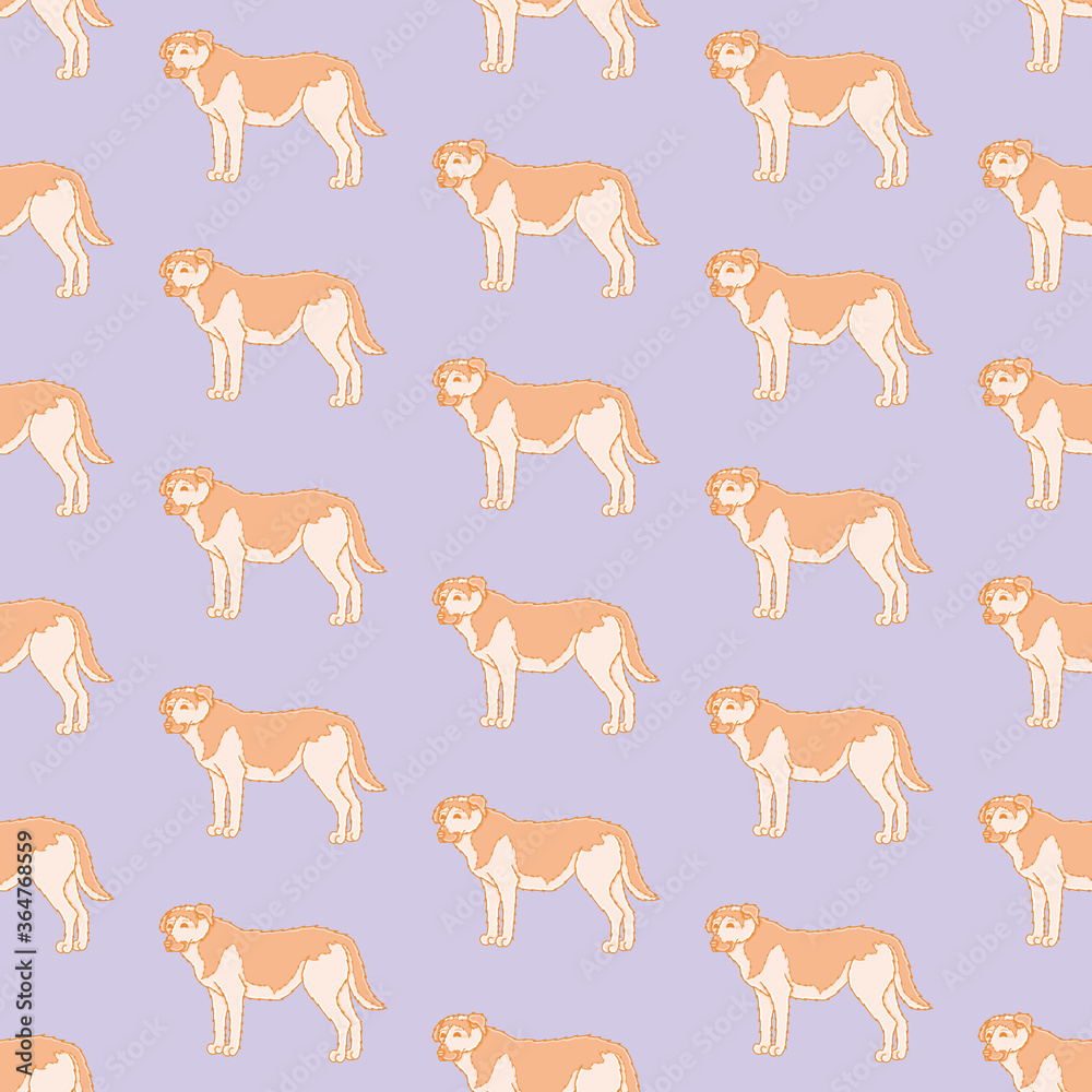 Cute standing dog repeating pattern. Happy canine vector illustration background. Cute standing dog repeating pattern. Happy canine vector illustration background.