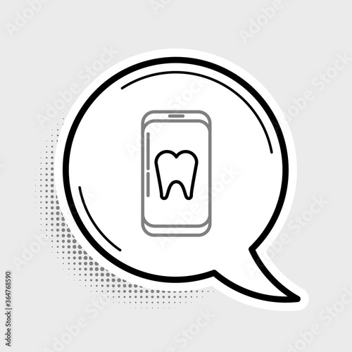 Line Online dental care icon isolated on grey background. Dental service information call center. Colorful outline concept. Vector.
