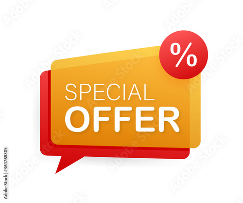 Special Offer grunge style red colored. Discount label. Vector stock illustration.