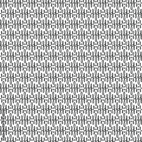 Vector abstract transparent geometric ornament monochrome seamless pattern background tile with numbers of curved lines. 
