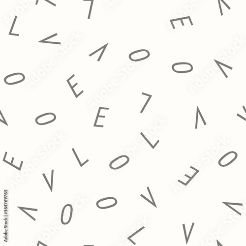 Trendy seamless pattern with chaotic letters from word LOVE, Vector background