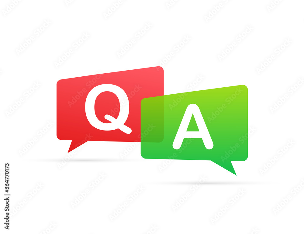Question and Answer Bubble Chat on white background. Vector stock illustration. Question and Answer Bubble Chat on white background. Vector stock illustration.