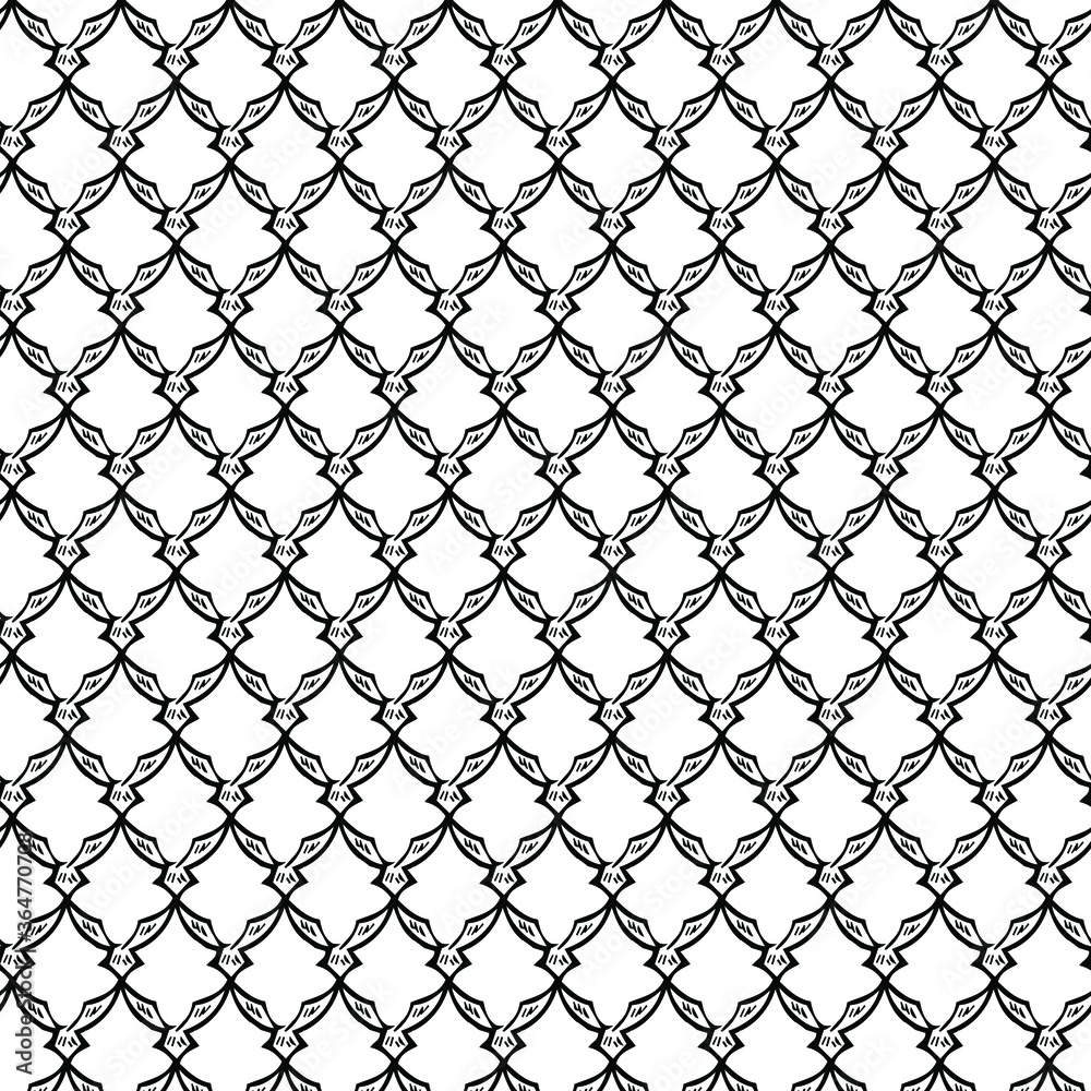 Fototapeta premium Vector abstract transparent geometric ornament chain link fence seamless monochrome pattern background tile