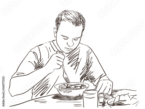 man eating