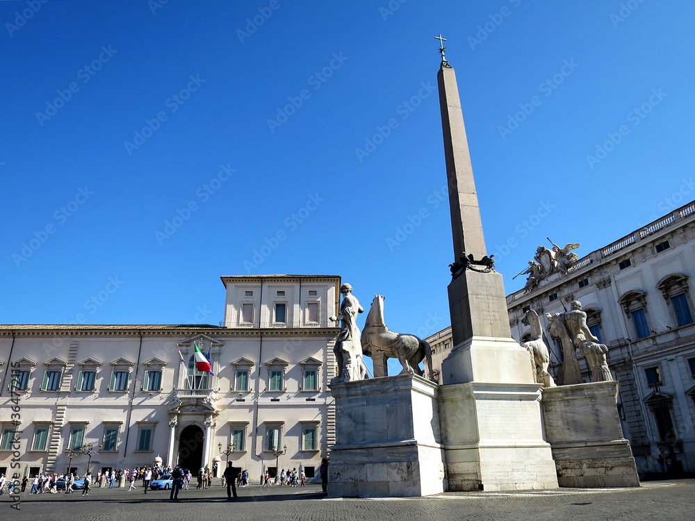The Quirinal Palace (Palazzo del Quirinale) view from Piazza del Quirinale in Rome, ITALY, which is the official residence of Italy President