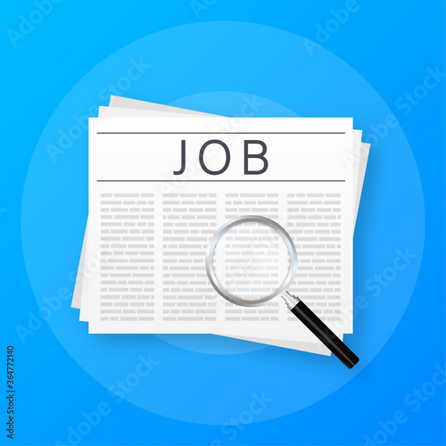 Job search newspaper for paper design. Recruitment interview. Vector stock illustration.