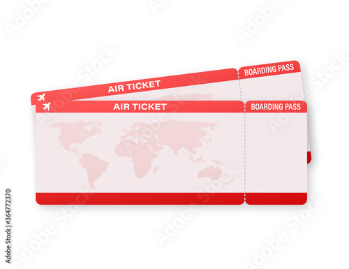 Airline tickets or boarding pass inside of special service envelope. Vector stock illustration.
