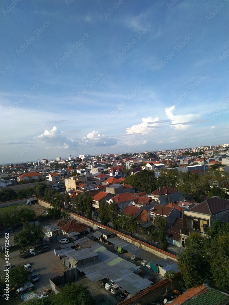 Fototapeta premium the view of the city of Surabaya is above the height, suitable for the background