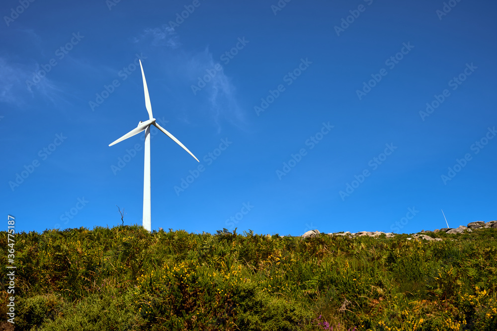 grinder with green field and blue sky