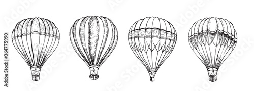 Air balloon. Hand drawn illustration. Vector