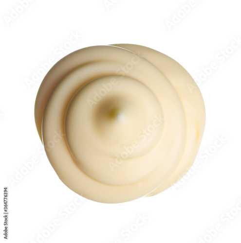 mayonnaise sauce on white background isolation, top view