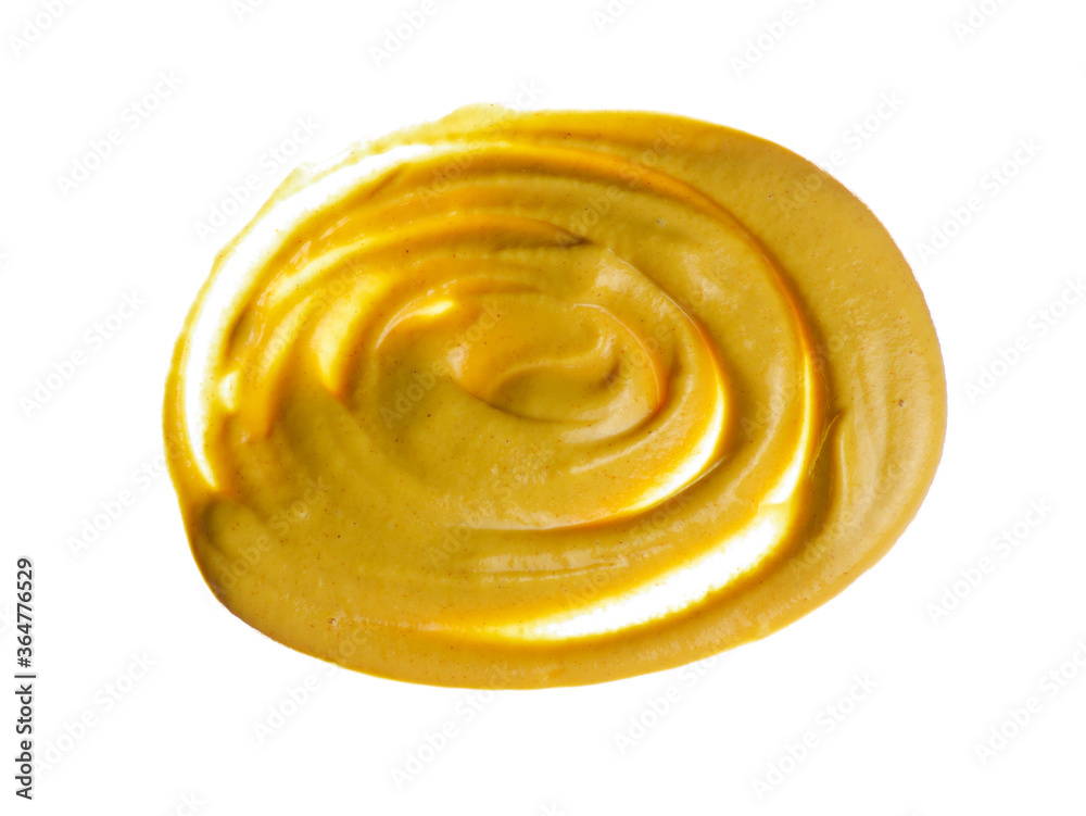 Mustard sauce on white background isolation, top view Mustard sauce on white background isolation, top view
