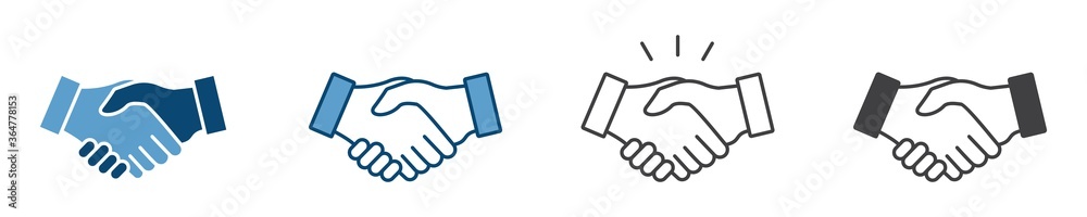 Business agreement handshake icon in different style vector illustration, friendly handshake icon for apps and websites