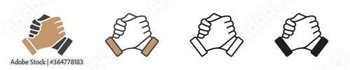 Soul brother handshake icon in different style, thumb clasp handshake vector illustration photo