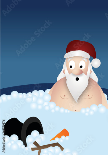 Santa in hot tub Illustration