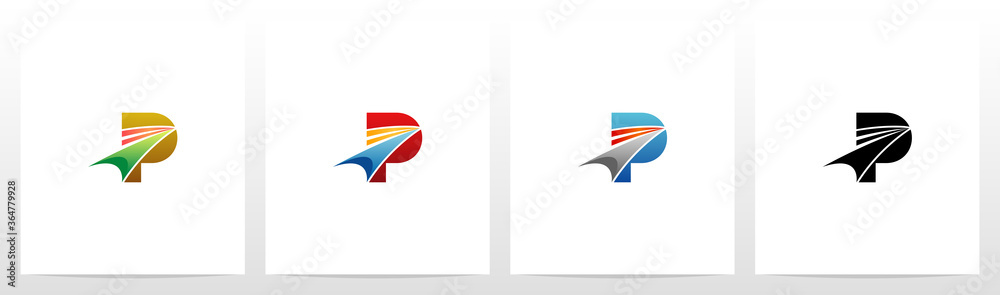 Swoosh Arrow On Letter Logo Design P - obrazy, fototapety, plakaty 