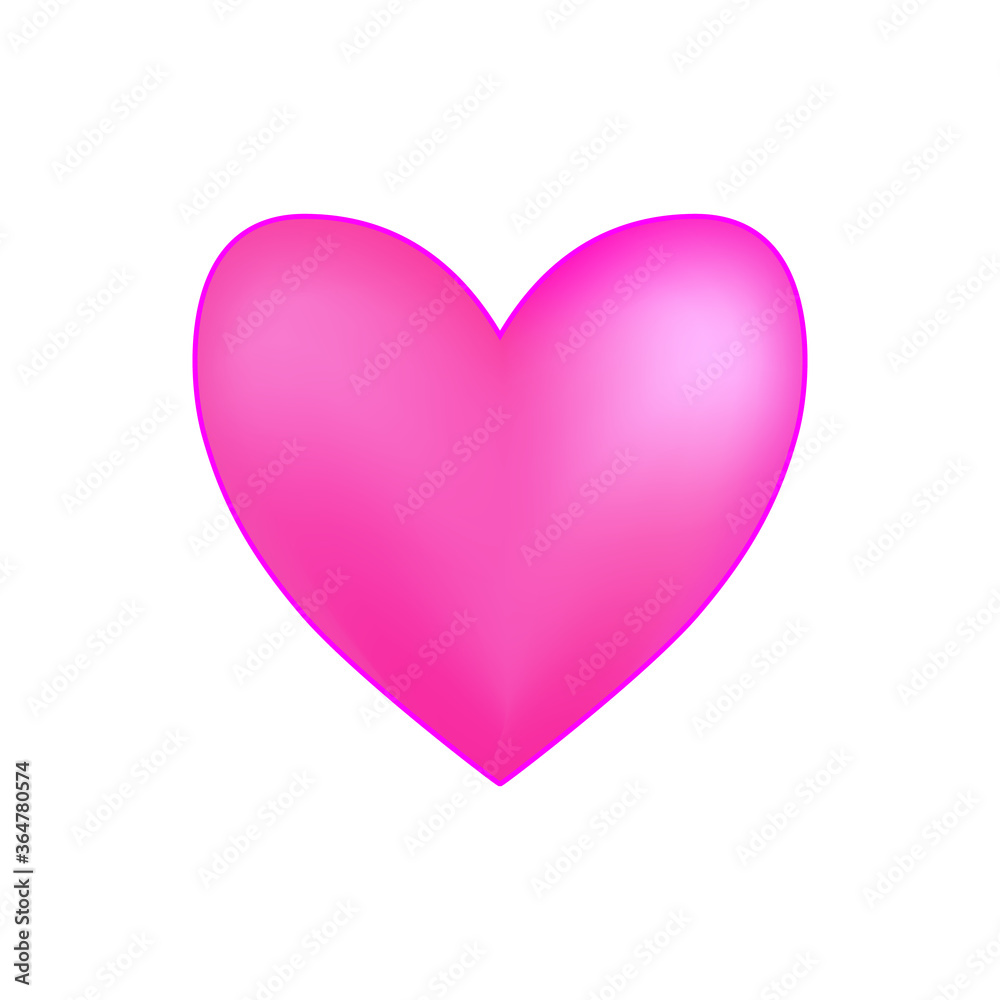 Beautiful pink heart over white background. Valentine's day concept. Vector isolated illustration.