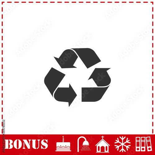 Recycle arrow icon flat